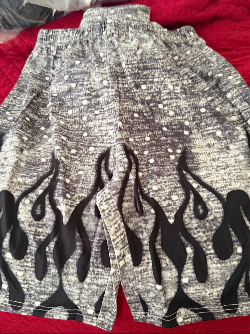 SHEIN Gray and Black Flame Print Kids Shorts